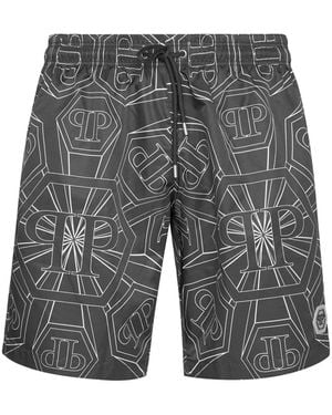 Philipp Plein Monogram Swim Shorts - Grey