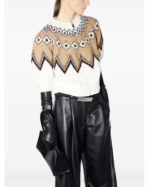 Liviana Conti Fair Isle-Knit Zip-Up Jumper - White