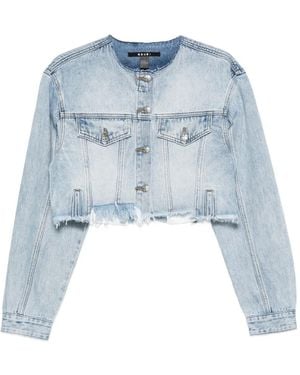 Ksubi Cropped Raw-Cut Denim Jacket - Blue