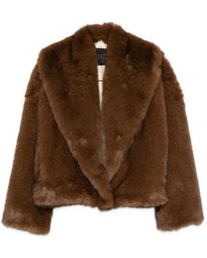 BB COUTURE Shawl-Collar Faux-Fur Coat - Brown