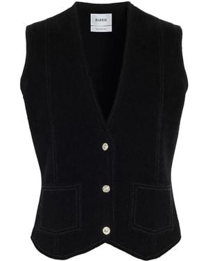 Barrie Suede-Effect Sleeveless Jacket - Black