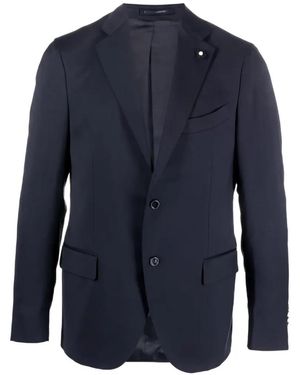 Lardini Flower-Patch Single-Breasted Blazer - Blue
