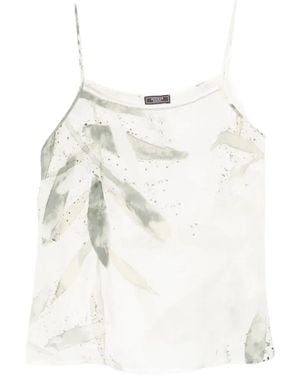 Peserico Leaf-Print Top - White