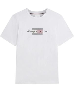 Tommy Hilfiger Flag Logo-Print Crew-Neck T-Shirt - White