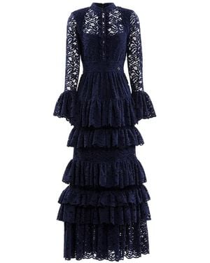 Saiid Kobeisy Ruffled Lace Dress - Blue