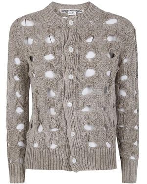 Comme des Garçons Cut-Out Round-Neck Cardigan - Grey