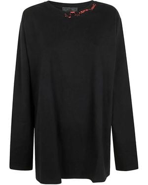 Maria Calderara Bird-Appliqué Top - Black
