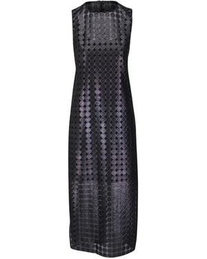 Akris Punto Circular-Pattern Sleeveless Midi Dress - Blue