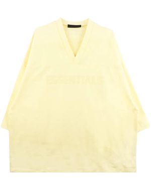 Fear Of God Logo-Flocked Cotton T-Shirt - Yellow