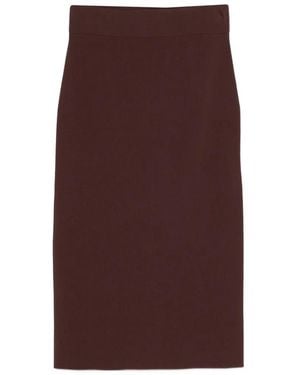 Alpha Studio Elastic-Waistband Midi Skirt - Brown