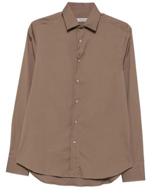 Canali Camisa Con Cuello Italiano - Marrón