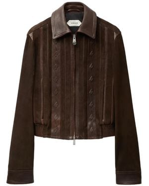 Versace Greca-Pattern Paneled Jacket - Brown