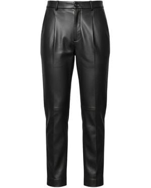John Richmond Pleated Leather Trousers - Black