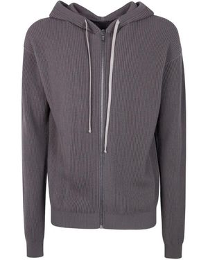 Rick Owens Zipperd Hoodie Knit Jacket - Blue