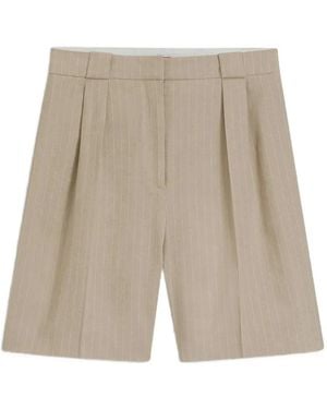 HUGO Hamonu Pinstripes-Pattern Pleated Shorts - White