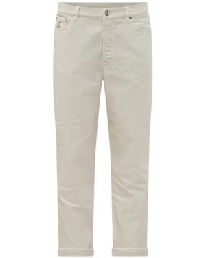 Brunello Cucinelli Logo-Patch Trousers - Grey