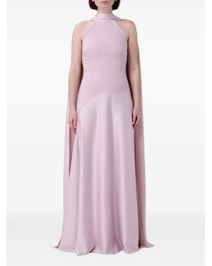 Solace London Vestido Largo Cece Con Detalle De Capa - Morado
