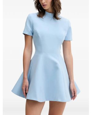 Bardot Flared Jurk Met Korte Mouwen - Blauw