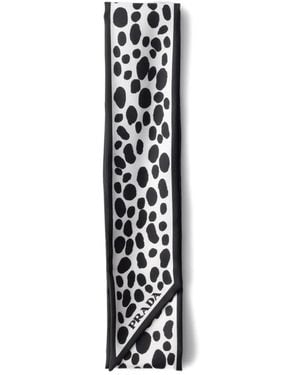 Prada Silk Twill Ribbon Scarf - White