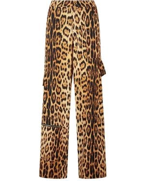 Roberto Cavalli Jaguar-Print Cargo Trousers - Natural