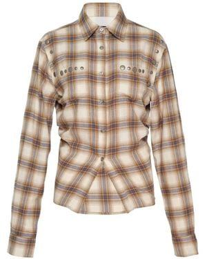 ANDERSSON BELL Check Studded Shirt - Natural