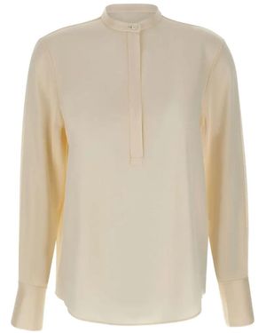 Filippa K Mandarin-Collar Half-Button Blouse - White