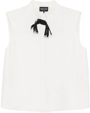 Giorgio Armani Bow-Detail Sleeveless Shirt - White