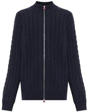 Kiton Cardigan Mit Zopfmuster - Blau