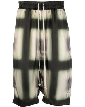 Rick Owens Plaid-Print Knee-Length Shorts - Black