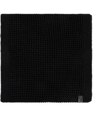 AllSaints Textured Logo-Plaque Scarf - Black