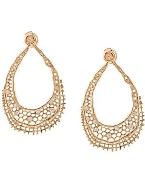 Aurelie Bidermann 18Kt & Diamond Lace Earrings - Metallic