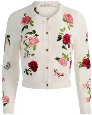 Alice + Olivia Cardigan Mit Blumenstickerei - Weiß