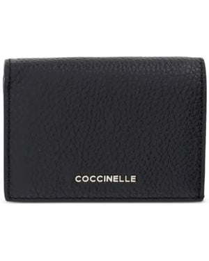 Coccinelle Logo-Print Pebbled-Leather Wallet - Black