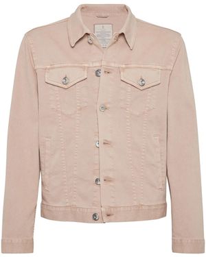 Brunello Cucinelli Classic-Collar Denim Jacket - Natural