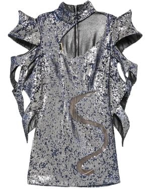 MITILIANE COUTURE Vestido Corto Con Detalle De Lentejuelas - Gris
