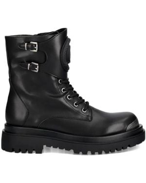 Just Cavalli Buckle-Detail Logo-Patch Boots - Black