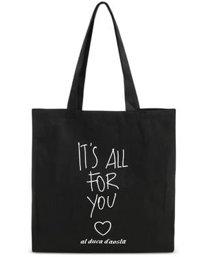 Al Duca d'Aosta Slogan-Print Tote Bag - Black