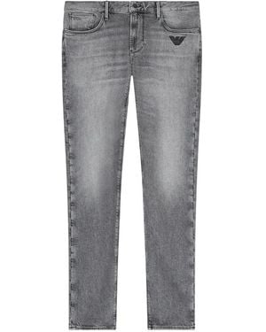 Emporio Armani J06 Logo-Embroidered Slim-Fit Jeans - Grey