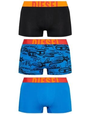 DIESEL Damien-D-Pop Logo-Waistband Boxers (Set Of Three) - Blue