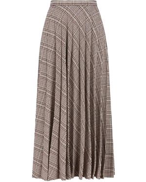 Saint Laurent Pleated Check-Pattern Maxi Skirt - Brown