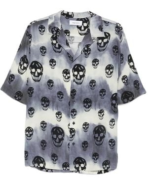 McQueen Skull-Print Tie-Dye Shirt - Grey