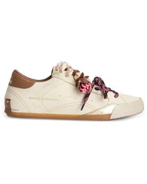 Crime London Sneakerina Distressed-Effect Charm-Detail Trainers - Pink
