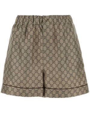 Gucci Neutral gg Supreme Silk Shorts - Women's - Silk/acetate/cotton - Grey