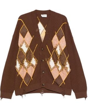 Laneus Fringed Cardigan - Brown