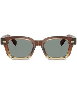 Brunello Cucinelli Two-Tone Square-Frame Sunglasses - Brown