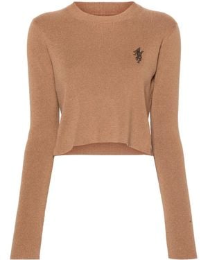 Amiri Logo-Embroidery Cropped Jumper - Natural