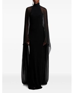 Ralph Lauren High-Neck Cape Maxi Dress - Black
