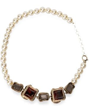 Weekend by Maxmara Afresia Bead-Embellished Crystal-Embellished Necklace - Metallic