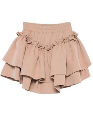 RHIZOME Katya Ruffle-Detail Mini Skirt - Natural