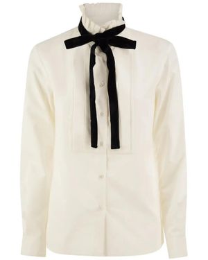 Weekend by Maxmara Ruffled Pleated-Bib Shirt - White
